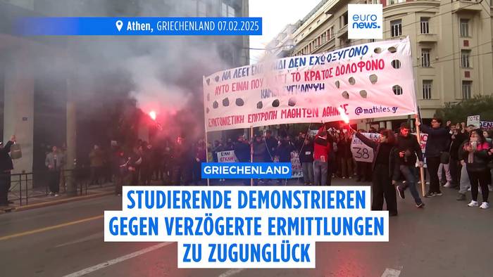 Video: Protest gegen verzögerte Ermittlungen wegen Zugunglück von Tempi