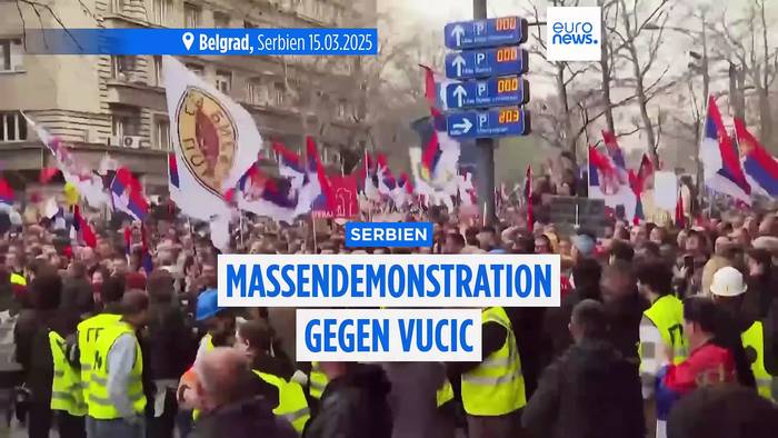 Video: Massenprotest in Belgrad gegen die Regierung von Präsident Vucic