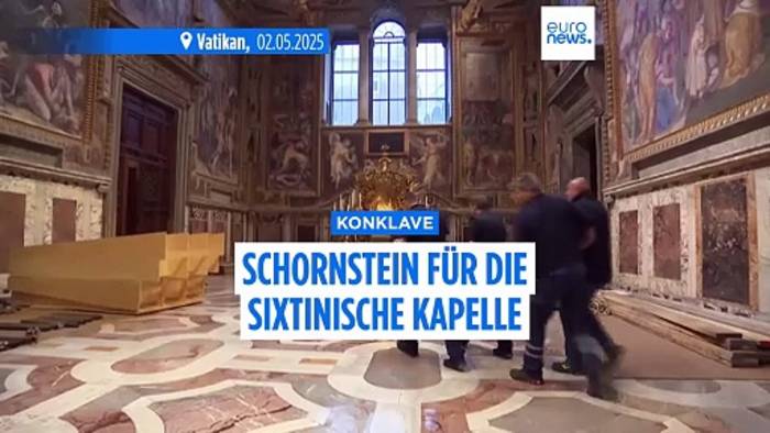 Video: Vorbereitungen für Konklave: Schornstein auf der Sixtinischen Kapelle angebracht