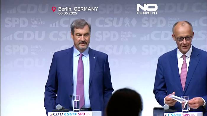 News video: Deutschlands Union und SPD unterzeichnen Koalitionsvertrag in Berlin