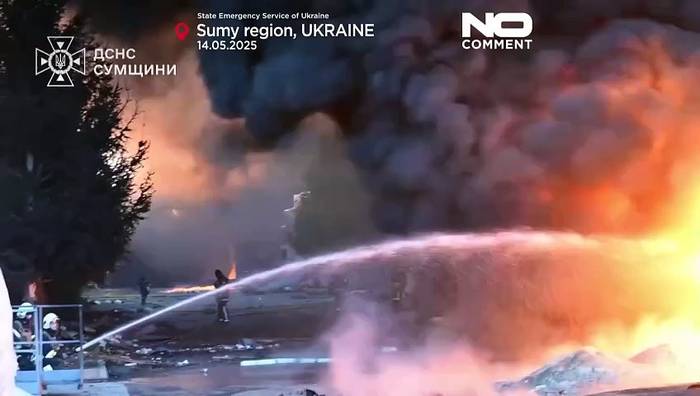 News video: Großbrand in der Region Sumy nach russischem Drohnenangriff