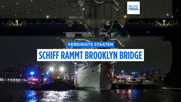 News video: Mexikanisches Schiff rammt Brooklyn Bridge in New York