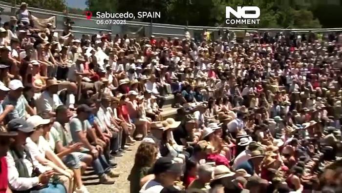 Video: Schau: Einheimische ringen wilde Pferde beim Rapa das Bestas-Festival in Spanien