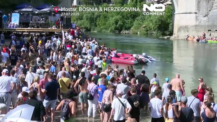 News video: Alte Brücke in Mostar richtet 459. jährlichen Sprung aus