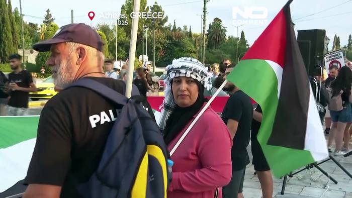 News video: WATCH: Demonstranten in Athen fordern Ende des Kriegs im Gazastreifen