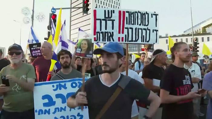 News video: Geisel-Familien schließen sich landesweiten Protesten gegen Gaza-Offensive an
