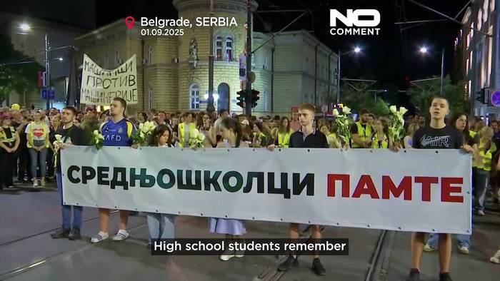 Video: Demonstration in Belgrad markiert zehn Monate seit dem Einsturz in Novi Sad