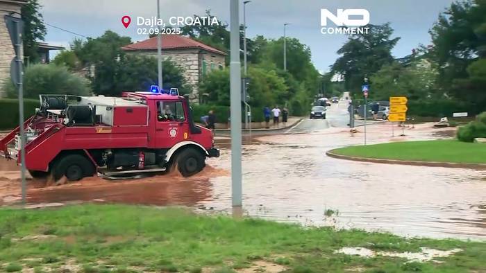 News video: Kroatiens Region Istrien von plötzlichen und schweren Überschwemmungen getroffen