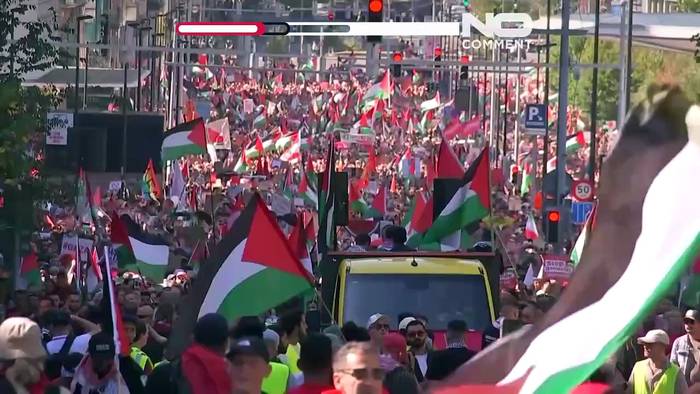 Video: Demonstranten ziehen 'rote Linie' in Brüssel wegen Gaza-Krieg