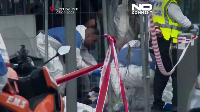 Video: Tatort des Anschlags in Jerusalem, der sechs Todesopfer forderte