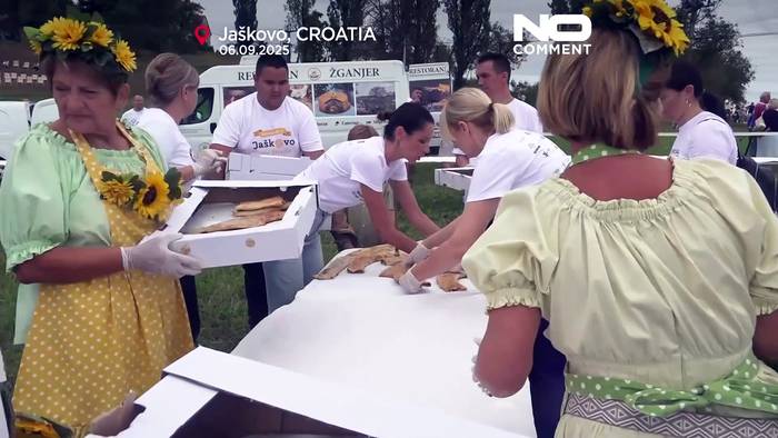 News video: Kroatisches Dorf Jaškovo stellt neuen Guinness-Rekord mit 3.136-Meter-Strudel auf