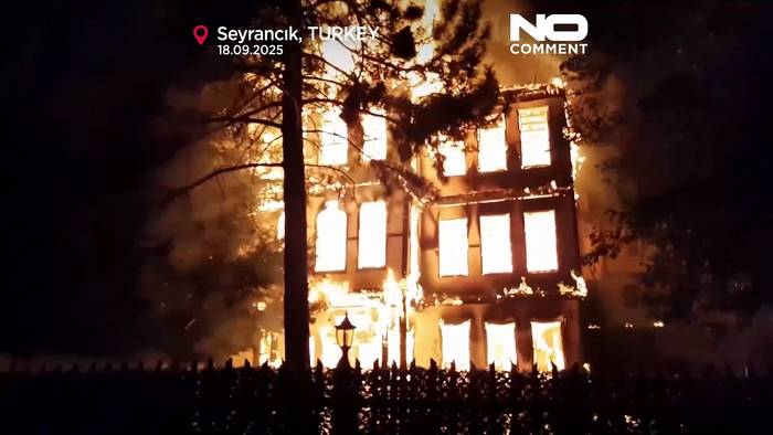 News video: Feuer zerstört historisches Keyvanlar-Herrenhaus im Mudurnu-Distrikt von Bolu