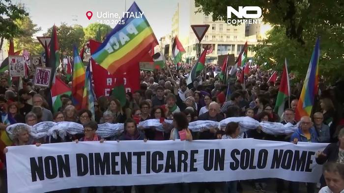 News video: Tausende protestieren in Udine vor dem WM-Qualifikationsspiel Italien-Israel