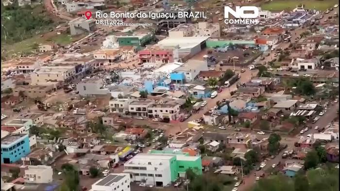 News video: Drohnenbilder zeigen großflächige Verwüstung: Tödlicher Tornado trifft Brasilien