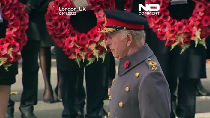 News video: König Charles III. und Prinz William gedenken der Kriegstoten bei einer Zeremonie in London