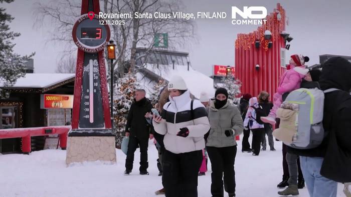 News video: Erster Schnee begeistert das Santa Claus Village in Lappland