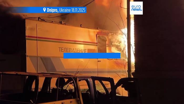 News video: Russische Drohnenangriffe auf Dnipro treffen Rundfunkgebäude und Infrastruktur