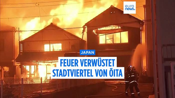 News video: Ein Toter und Hunderte zerstörte Häuser durch Feuer in Japan