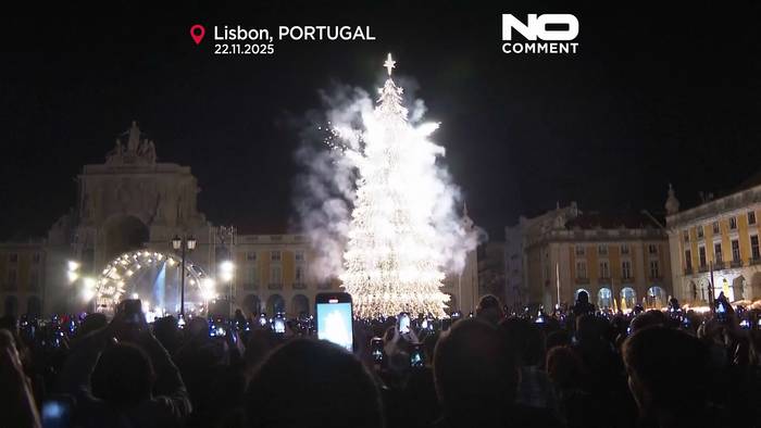 News video: Lissabon läutet die Festzeit mit riesigem Baum und Feuerwerk ein