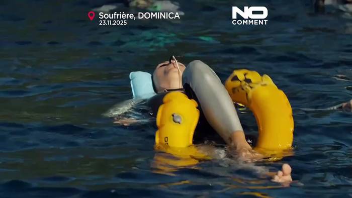 News video: Ukrainische Apnoetaucherin Kateryna Sadurska bricht 86-Meter-Rekord ohne Flossen auf Dominica