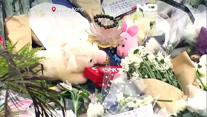 News video: Hongkong: Trauernde stehen nach tödlichem Brand in Tai Po Schlange