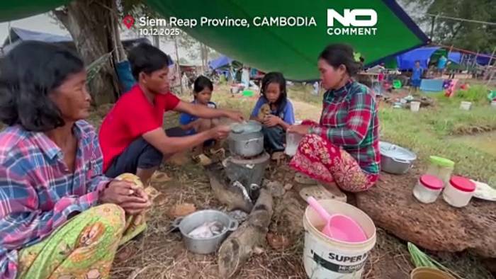News video: Familien fliehen wegen Gefechten in Schutzräume nahe der Kambodscha-Thailand-Grenze