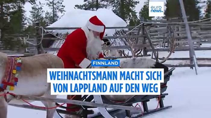 Video: Der Weihnachtsmann und seine Rentiere sind von Lappland aus gestartet