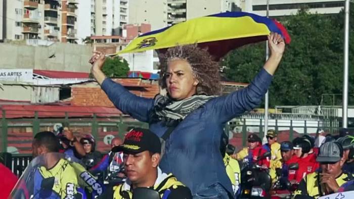 News video: Venezuela: Regierungsanhänger organisieren Motorrad-Protest in Caracas gegen US-Einmischung