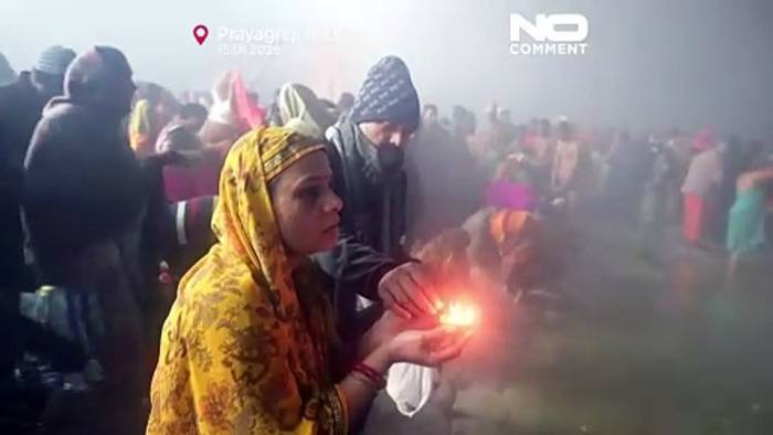 News video: Tausende Hindu-Pilger rituell baden beim Magh-Mela-Fest am Sangam