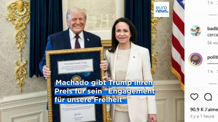 News video: Venezuelas Machado gibt Trump ihren Friedensnobelpreis bei Treffen im Weißen Haus