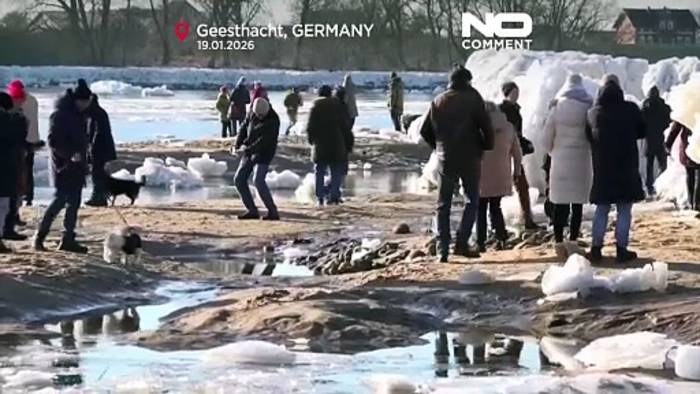 News video: Riesige Eisschollen verwandeln die Elbe in Norddeutschland