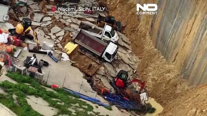 News video: Erdrutsch in Niscemi auf Sizilien: Einsatzkräfte evakuieren Hunderte