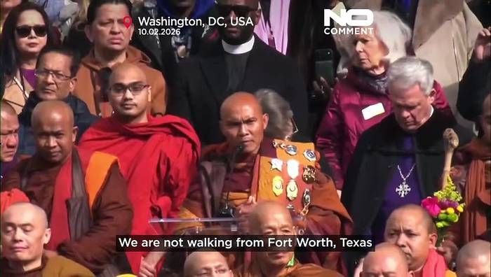 News video: Buddhistische Mönche beenden 3700-Kilometer-Friedensmarsch nach Washington