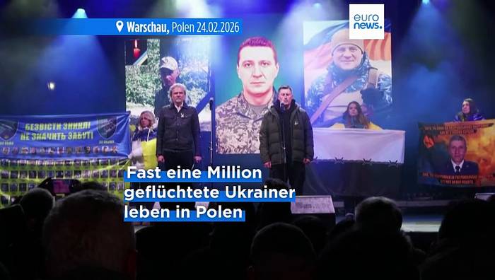 Video: Beginn des russischen Angriffskriegs: Europäer zeigen zum 4. Jahrestag Solidarität mit Ukraine
