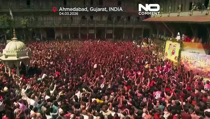News video: Indien: Holi-Fest lockt Massen und taucht das Land in Farbe