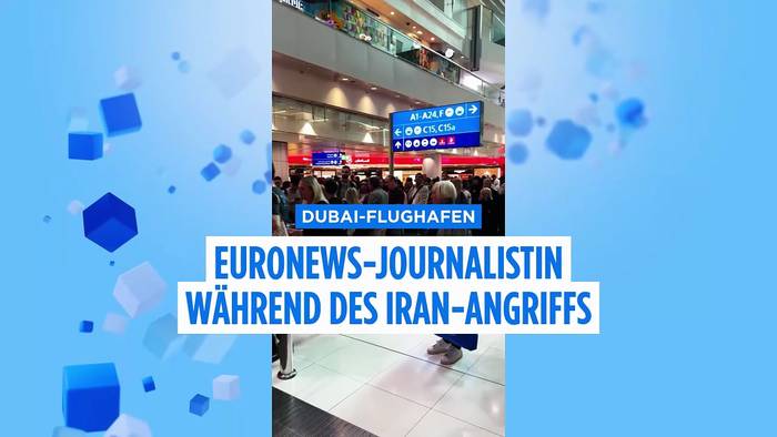 News video: Schwarzer Rauch: Euronews-Journalistin sucht während des Iran-Angriffs auf Flughafen in Dubai Schutz