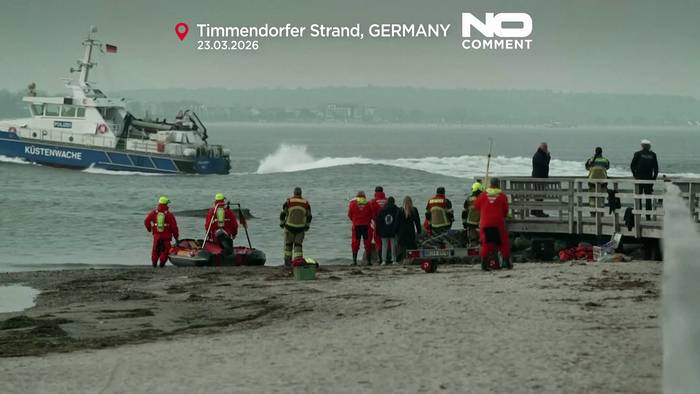 News video: Schwindende Hoffnung: Retter wollen gestrandeten Buckelwal an der deutschen Ostsee befreien