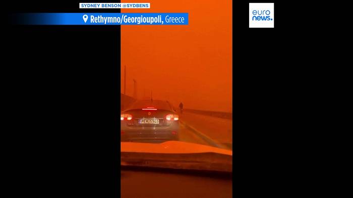 News video: Saharastaub färbt Himmel über Kreta rot