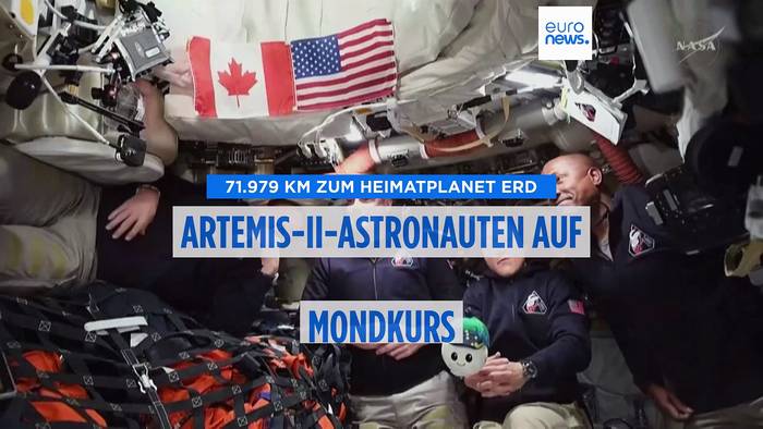 News video: 271.979 km zum Heimatplanet Erde: Artemis-II-Astronauten auf historischem Mondkurs