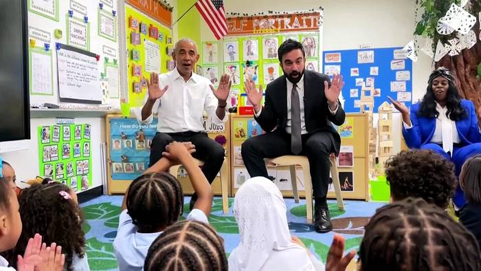 News video: Erstes Treffen in New York: Obama und Mamdani singen mit Kindern