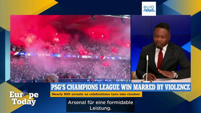 News video: Europe Today: PSG jubelt über CL-Titel, Gewalt erschüttert Frankreich