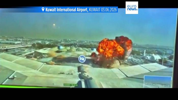 News video: Video zeigt Moment, in dem Drohne Terminal des Flughafens Kuwait trifft