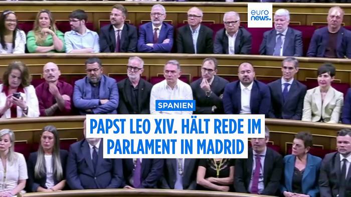 News video: 7 Minuten Standing Ovation in Madrid: Papst Leo XIV übt Kritik an Kirche und Gesellschaft