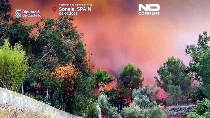 News video: Waldbrand in Ostspanien: Hunderte fliehen