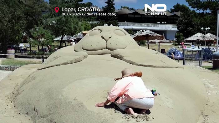 News video: Künstler formen riesige Meereswesen aus Sand
