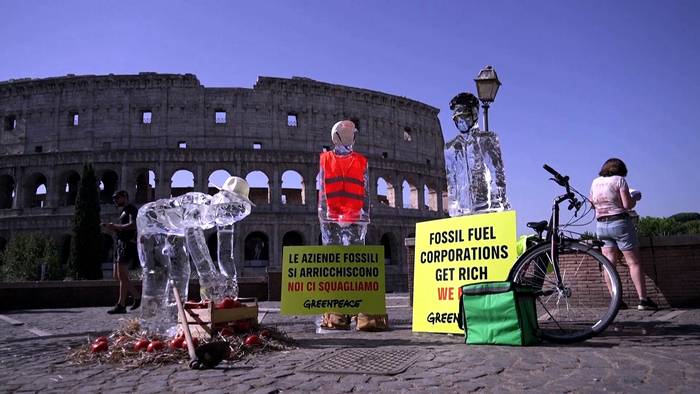 News video: Italien: schmelzende Eisskulpturen protestieren gegen Hitze in Rom