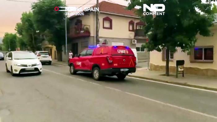 News video: Madrid kämpft gegen schlimmsten Brand: Himmel orange, Sonne rot