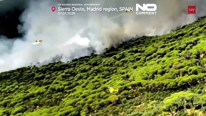 News video: Luftaufnahmen zeigen ausbreitende Waldbrände in der Region Madrid